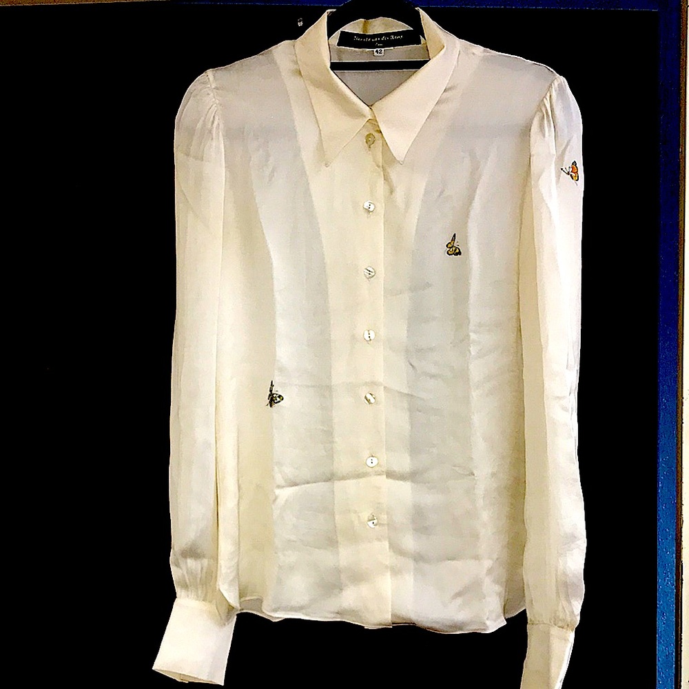Ronald van der Kemp Paris 42 Silk Butterfly Blouse